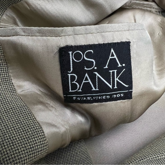 JOS A BANK Men’s Tan Houndstooths Suit Blazer Coat Size 42 Long 2 Button Jacket - Picture 4 of 11